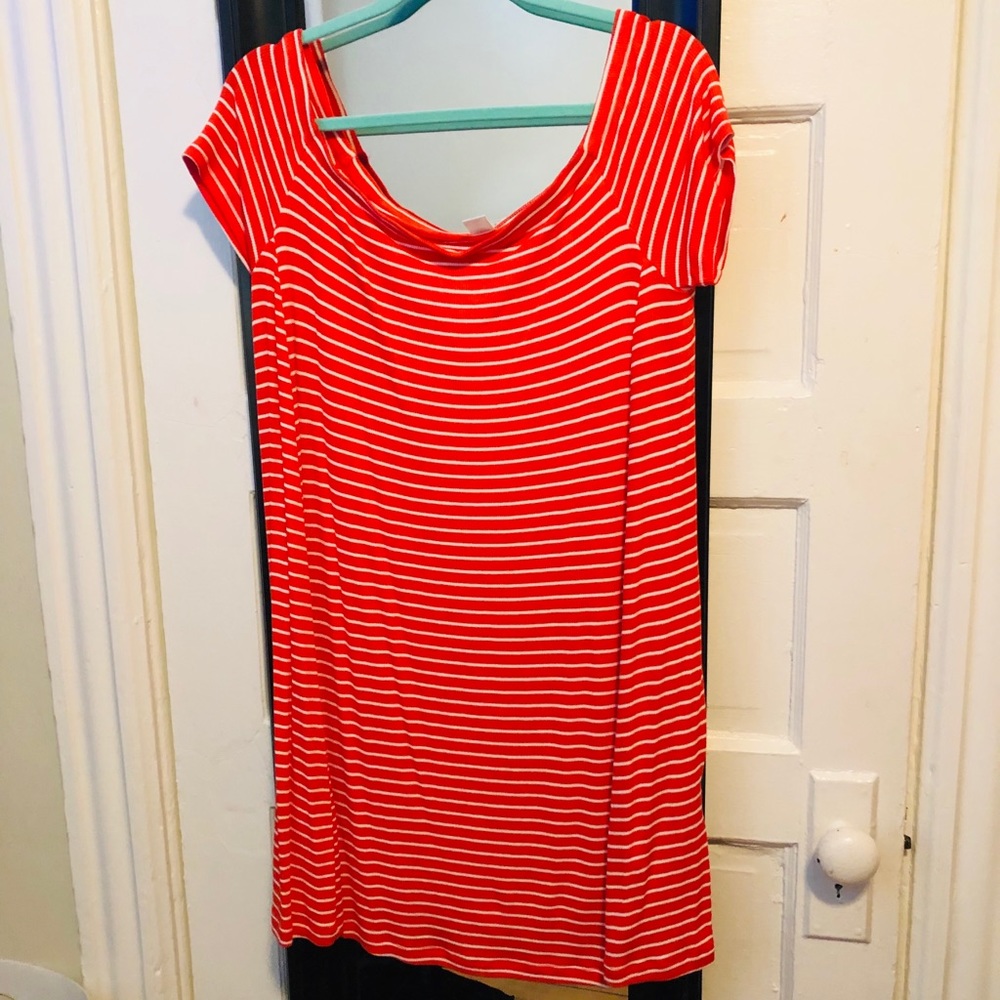 Orange and White Striped Dress